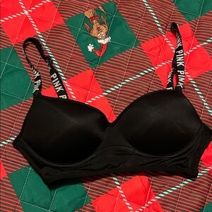 PINK Victoria's Secret Black Bra with Logo Straps